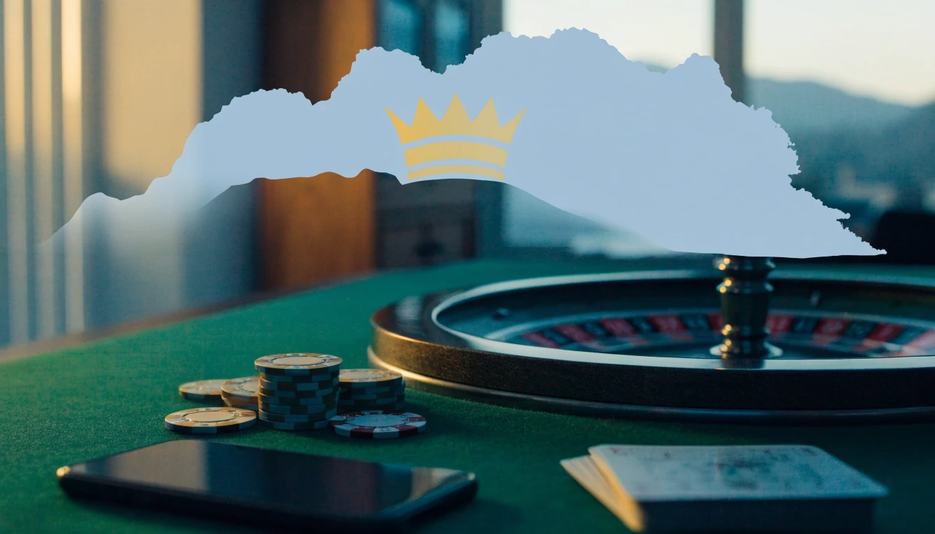 Svenskt casinotema med roulett, marker och nedåtvänd telefon